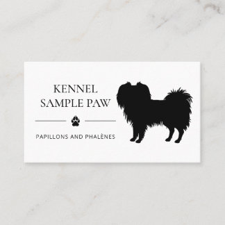 Black Phalène Dog Silhouette Dog Kennel Or Breeder Business Card