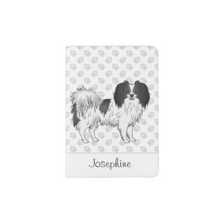 Black Phalène Dog With Your Or Your Dog's Own Name Passport Holder