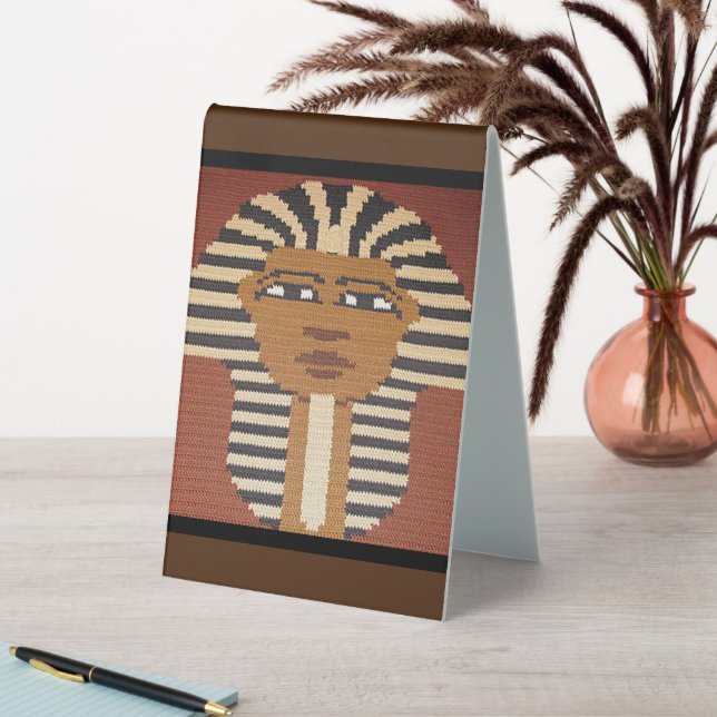 Black Pharaoh King Brown Designer Crochet Print Table Tent (In SItu (Table))