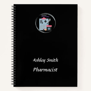 Black pharmacy logo elegant minimalist  notebook