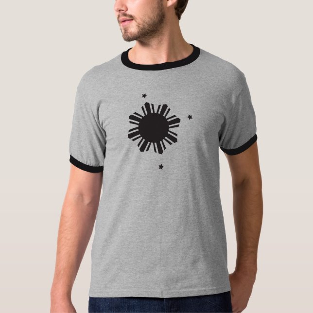 Black Philippine Sun and Stars Off Center - Shirt (Front)