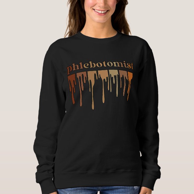 Black Phlebotomist African American Phlebotomy Sweatshirt (Front)