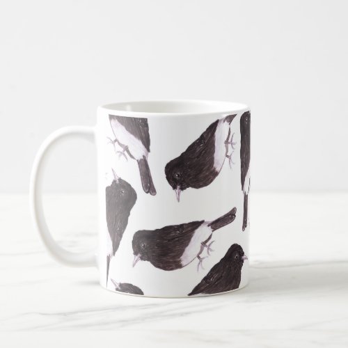 Black phoebe watercolor birds coffee mug