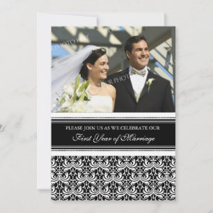 Black Photo 1st Anniversary Party Invitation