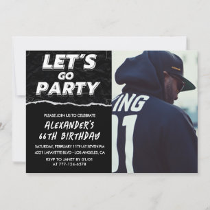 Black Photo 66th birthday invitations Men