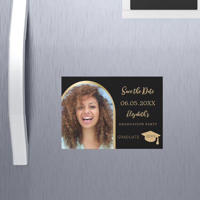 Black photo arch Graduation Save the Date card (Creator Uploaded)