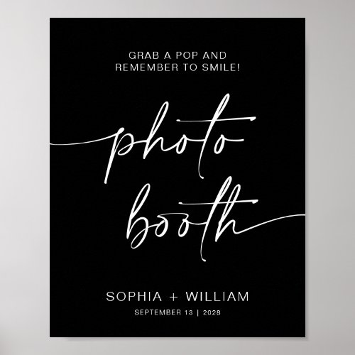 Black Photo booth  simple remember to smile sign