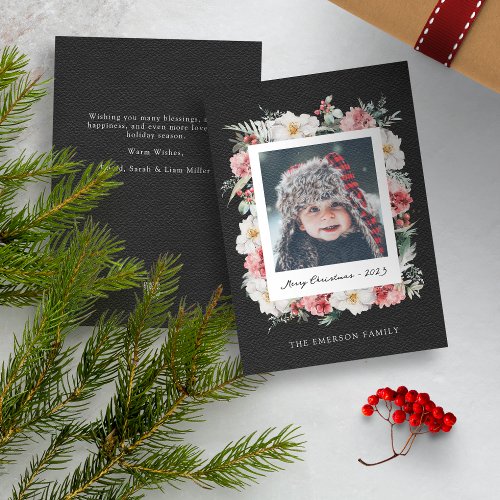 Black Photo Botanical Christmas Card