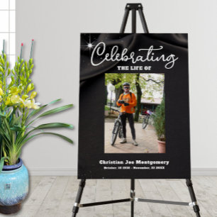 Black Photo Celebrating the life Funeral Welcome Foam Board
