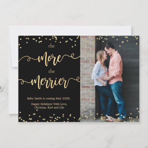 Black Photo Christmas Pregnancy Announcement Cards