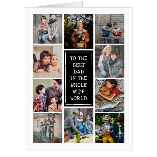 Black Photo Collage Best Dad Fathers Day Big Card