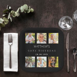 Black photo collage birthday party paper plates<br><div class="desc">For a 50th (or any age) birthday,  celebrating his/her life with a collage of 6 of your high quality photos of her,  her friends,  family,  interest or pets.  Personalize and add a name,  age,  date.    A classic black background.</div>