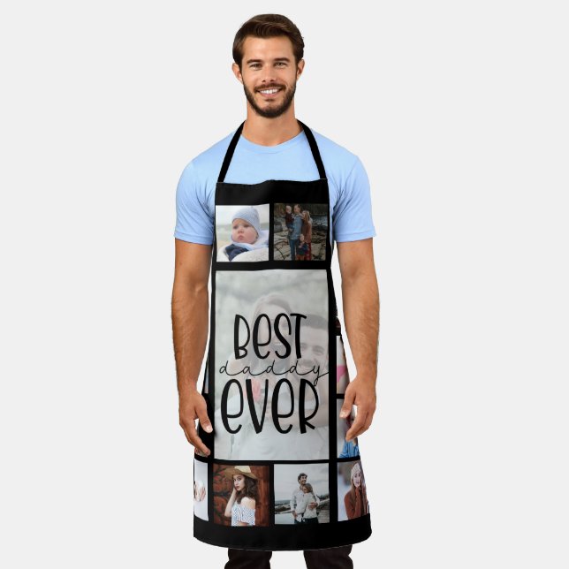 Black photo collage dad fathers day Apron (Worn)