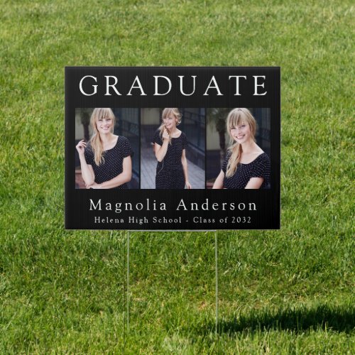 Black Photo Collage Graduation Sign