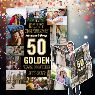 Black Photo Collage Happy 50th Anniversary Jumbo Card