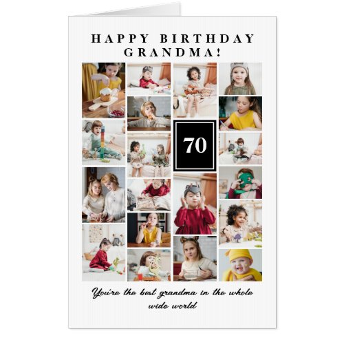 Black Photo Collage Happy Birthday Grandma Bigger Card