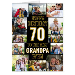 Black Photo Collage Happy Birthday Grandpa Jumbo Card