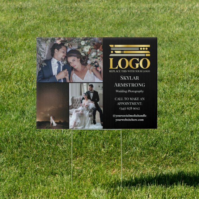 Black Photo Collage Logo Professional Photographer Sign (Insitu)