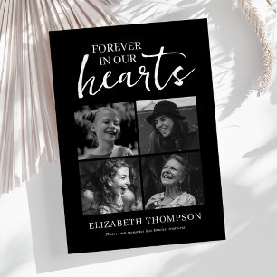 Black Photo Collage Memorial Thank You Card