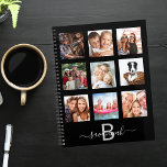 Black photo collage monogram appointment 2024 planner<br><div class="desc">Make your own unique family photo collage as a gift or for yourself. Use four, 9 of your favorite photos of your family, friends, dream travel destination or pet! Personalize and add a name and your monogram letter. The name is written with a modern hand lettered style script with swashes....</div>