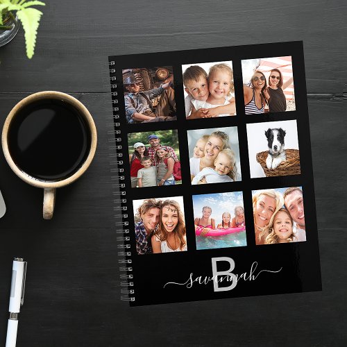 Black photo collage monogram appointment 2025 planner