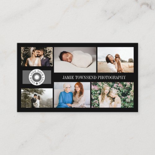 Black Photo Collage Professional Photographer Logo Business Card