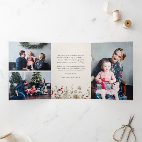Black Photo Collage Tri_fold Holiday Card
