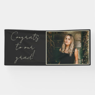 Black Photo Congrats Grad Minimalist Script 2026 Banner