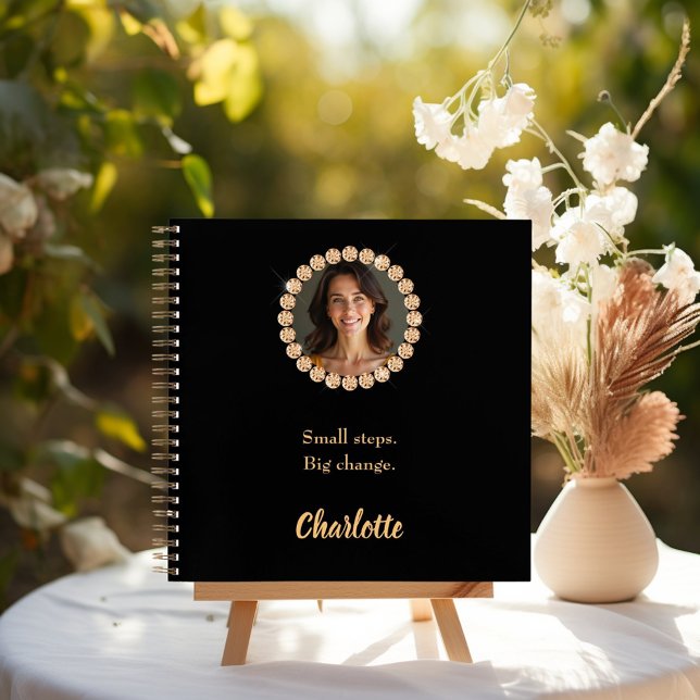 Black photo diamonds inspirational quote notebook (Creator Uploaded)