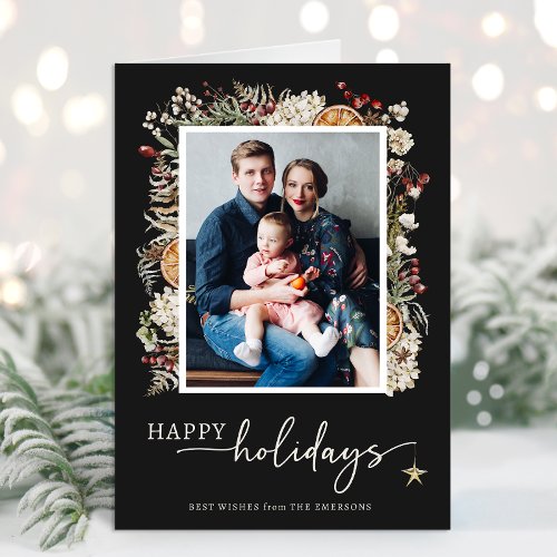 Black Photo Folded Holiday Cards