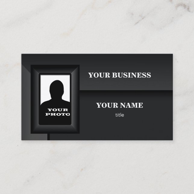 Black Photo Frame Template Business Card (Front)