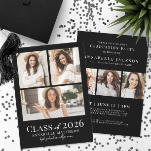 Black Photo Graduation Party Invitation