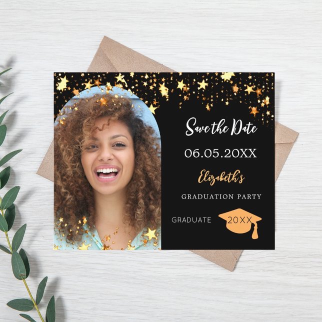 Black photo Graduation Party Save the Date budget Flyer (Creator Uploaded)