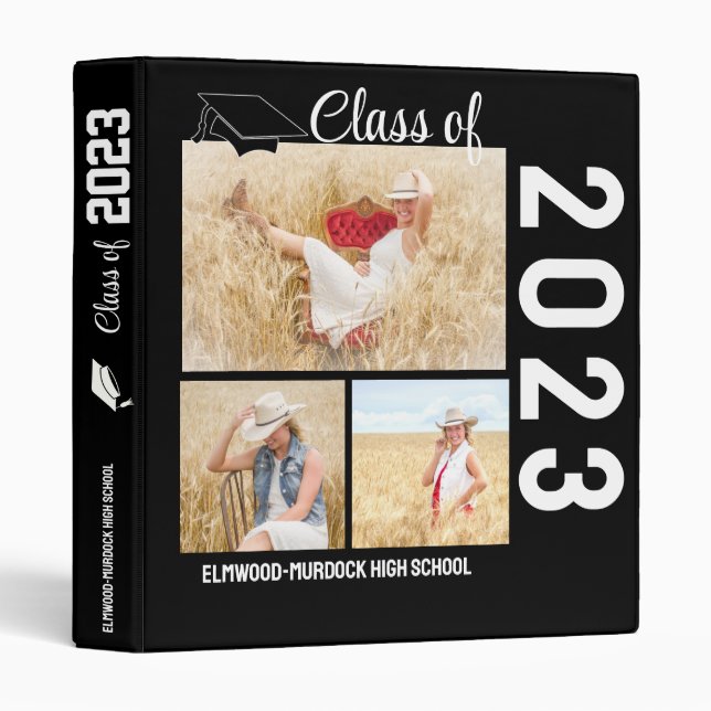 Black Photo High School Scrapbook Album 3 Ring Binder (Front/Spine)