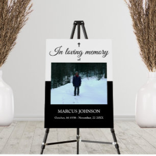 Black Photo In loving memory Funeral Foam Board