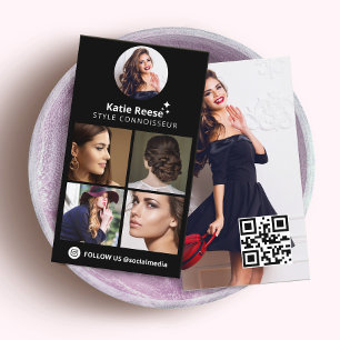 Black Photo Instagram Social Media, QR Code Business Card