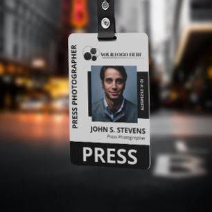 Black Photo & Logo Press ID Badge
