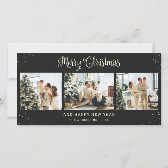Black Photo Merry Christmas Card