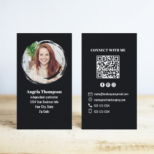 Black Photo QR Code Connect with Me Business Card