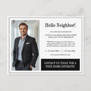 Black Photo Real Estate Agent Business Postcard
