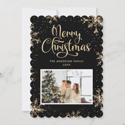 Black Photo Snowflake Christmas Card
