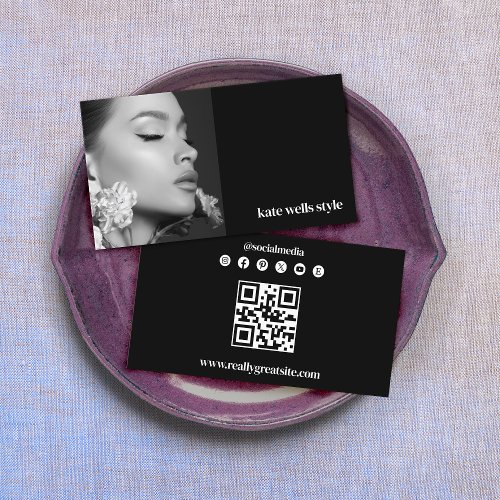 Black Photo Social Media Networking Icons Business Card