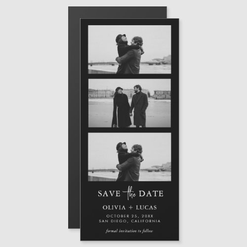 Black Photo Strip Magnetic Wedding Save The Date