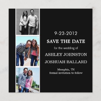 Black Photo Strip Save The Date Invites by AllyJCat at Zazzle