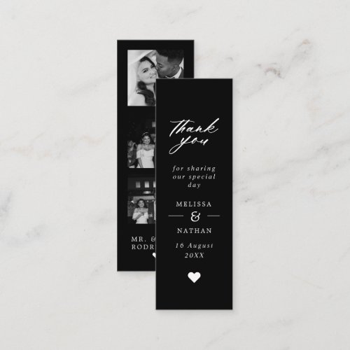 Black Photo Strip Wedding Favor Thank You Bookmark Calling Card