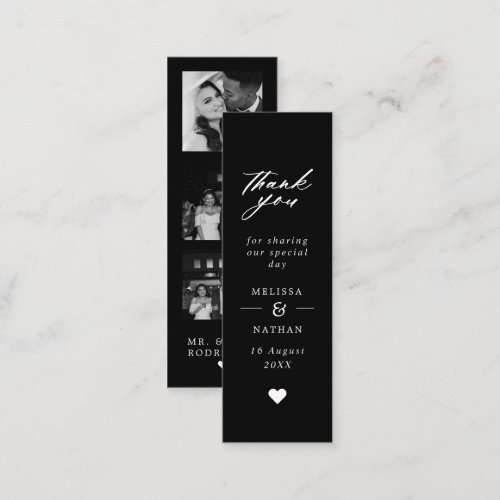 Black Photo Strip Wedding Mini Thank You Bookmark Calling Card