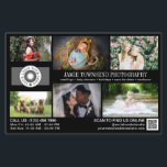 Black Photo Template Professional Photography Flyer<br><div class="desc">Black marketing flyer for a professional photographer personalized with your photos, logos, contact information, custom text, and QR code. Promote your photography business with this photo collage flyer personalized with six of your gorgeous photos on one side and a larger photo on the other so you can showcase your work...</div>