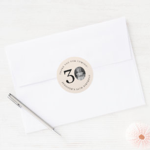 Black Photo Thank You 30th Birthday Champagne Classic Round Sticker