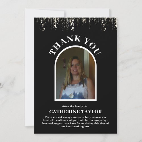 Black Photo Thank You Sympathy Funeral Card