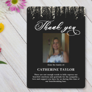 Black Photo Thank You Sympathy Funeral Card